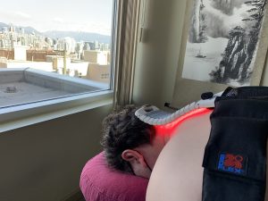 Bioflex Laser Therapy treatment on a clients neck at BodaHealth in Vancouver - Cold Laser Therapy