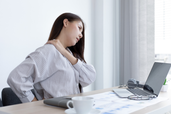 muscle imbalance causing office woman with pain